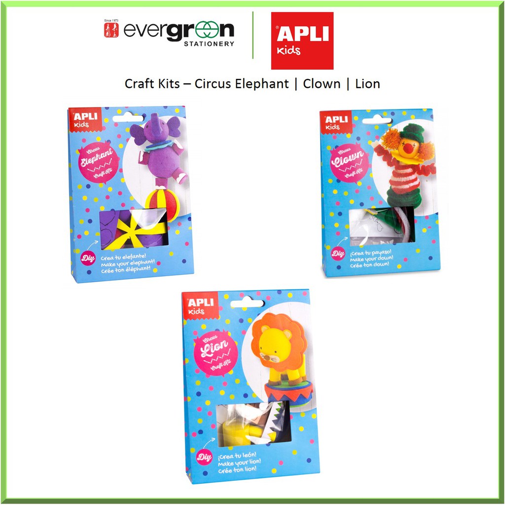 APLI Craft Kits – Lion/Clown/Elephant/Red Fairy/Pink Princess/Blue Mermaid