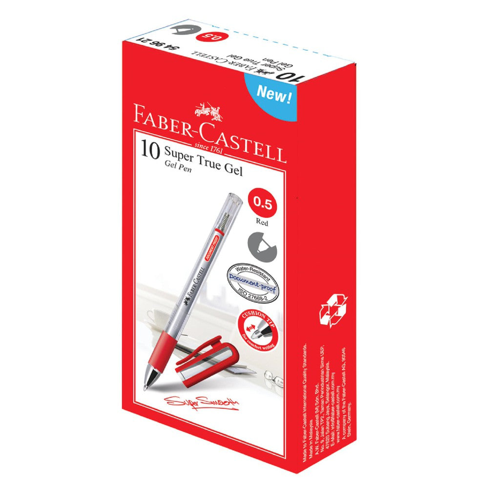 DDD Faber Castell Super True Gel Pen 10 pieces Available in 0.5mm/0.7mm 3 Colours - Black/Red/Blue