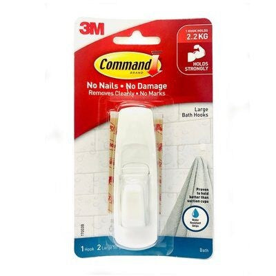 Command™ Large Bath Hook 17003B, 1 Hook 2 Strips/Pack