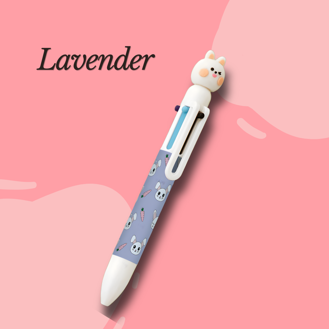 Apli Bunny 6 Colour Pen Multi Colour Ballpoint Cute Rabbit Pen