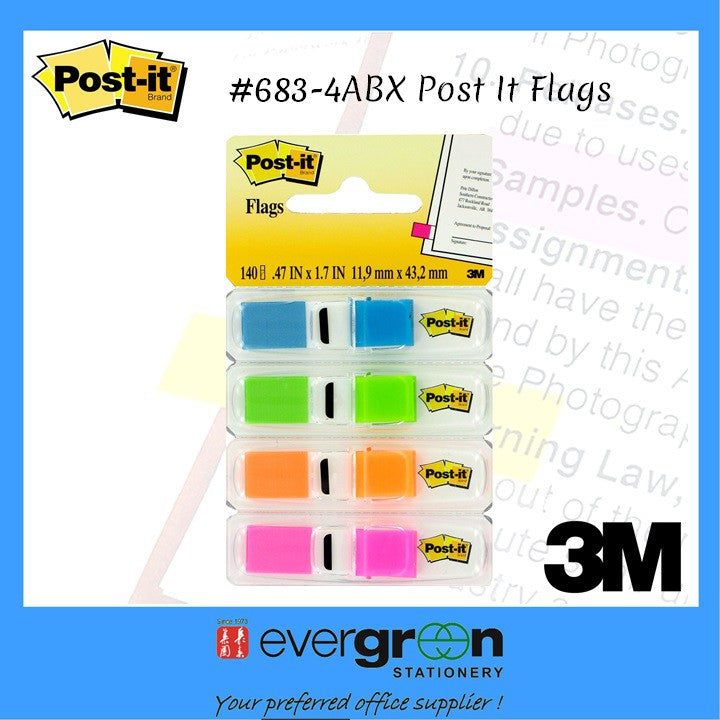 3M #683-4ABX Post-it® Highlighting Flags, Bright Colors