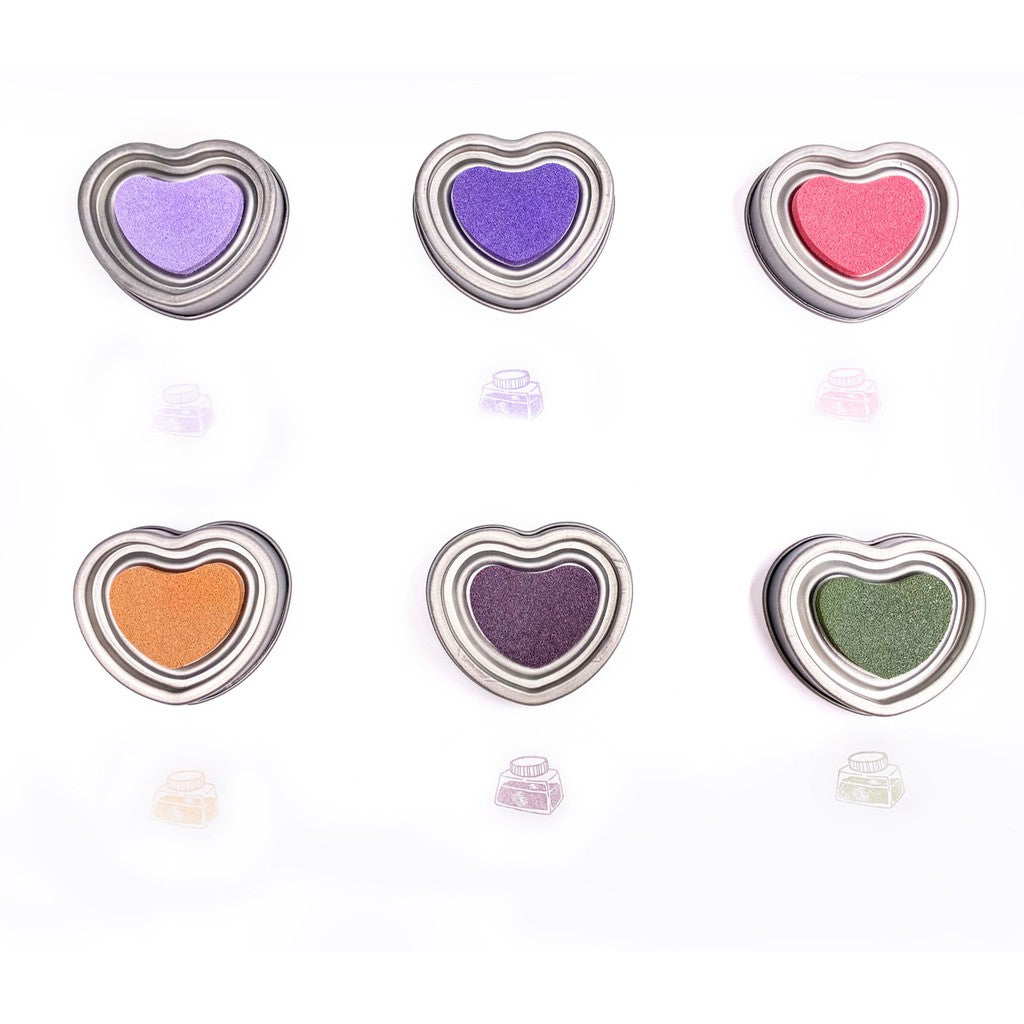 Single Colour Heart Shaped Ink Pad | Set of 6 (Assorted Colours)