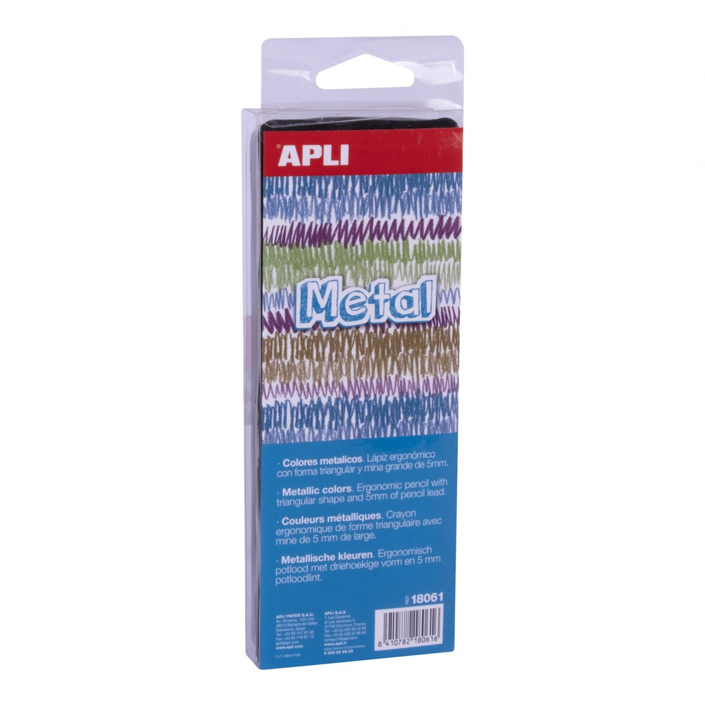 Apli #18061 Jumbo Tri Metallic Pencil Asst 6s
