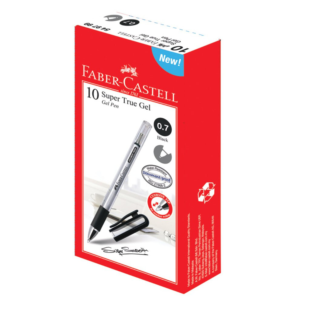 DDD Faber Castell Super True Gel Pen 10 pieces Available in 0.5mm/0.7mm 3 Colours - Black/Red/Blue