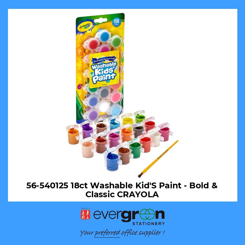56-540125 18ct Washable Kid'S Paint - Bold & Classic CRAYOLA