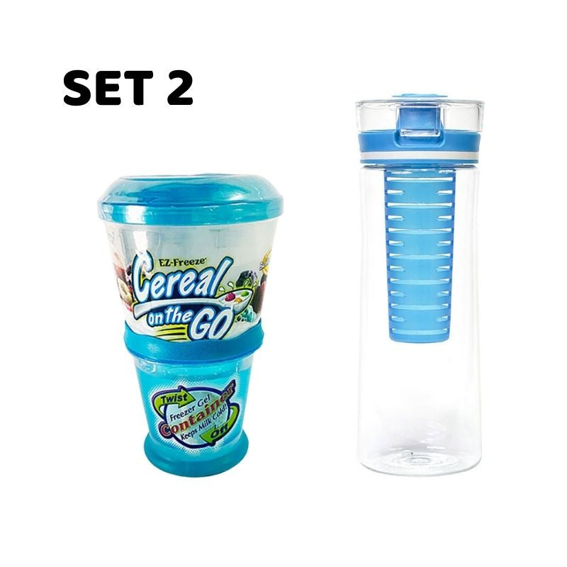 COOLGEAR Cereal on the Go + 28oz Ripple Infusion Water Bottle Sets