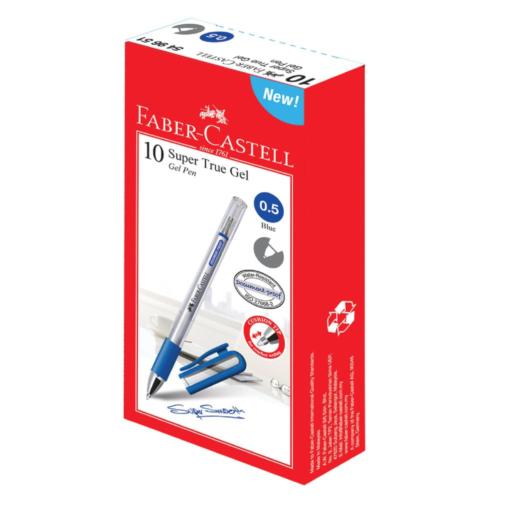 DDD Faber Castell Super True Gel Pen 10 pieces Available in 0.5mm/0.7mm 3 Colours - Black/Red/Blue