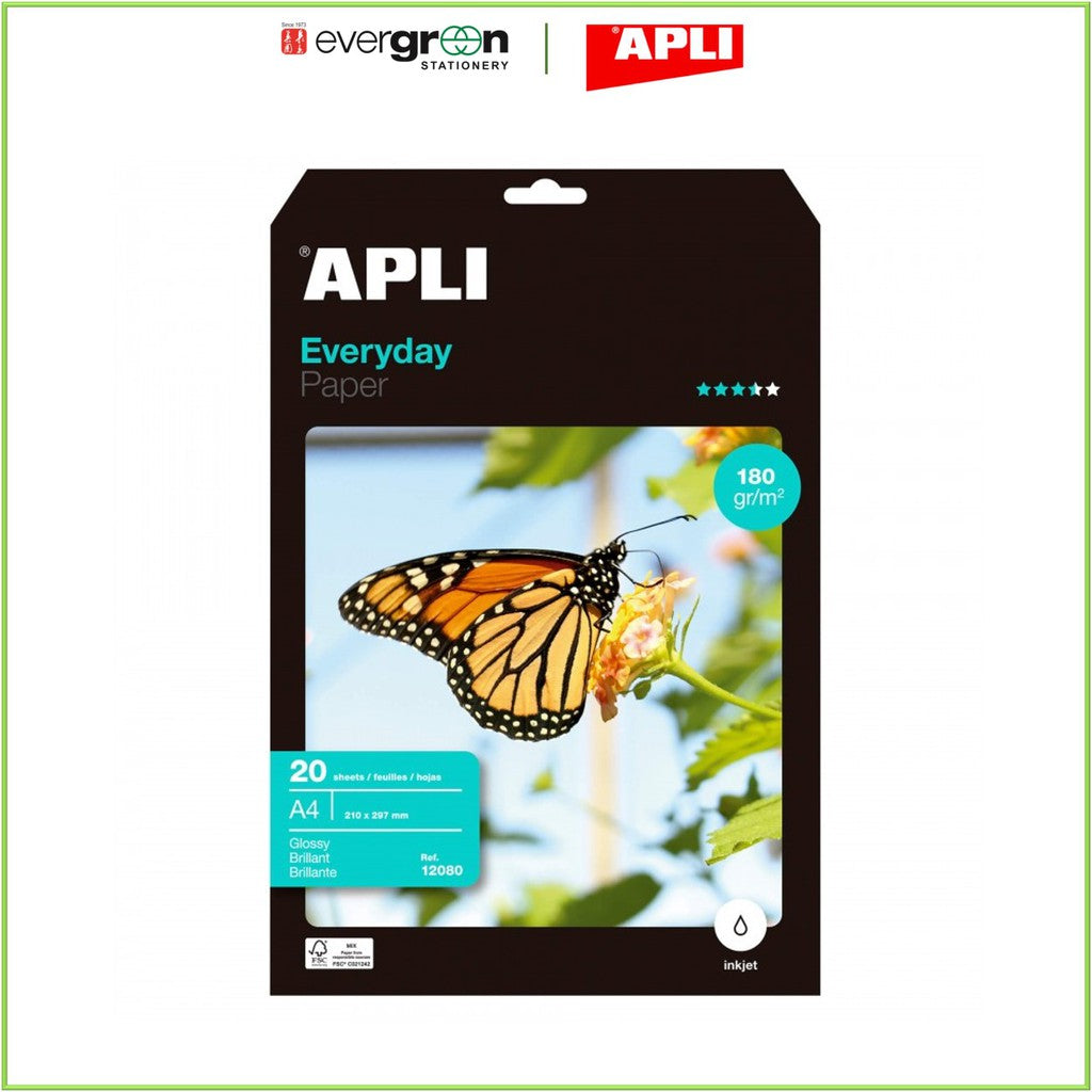 APLI Everyday Glossy Paper A4 180gsm 20sht