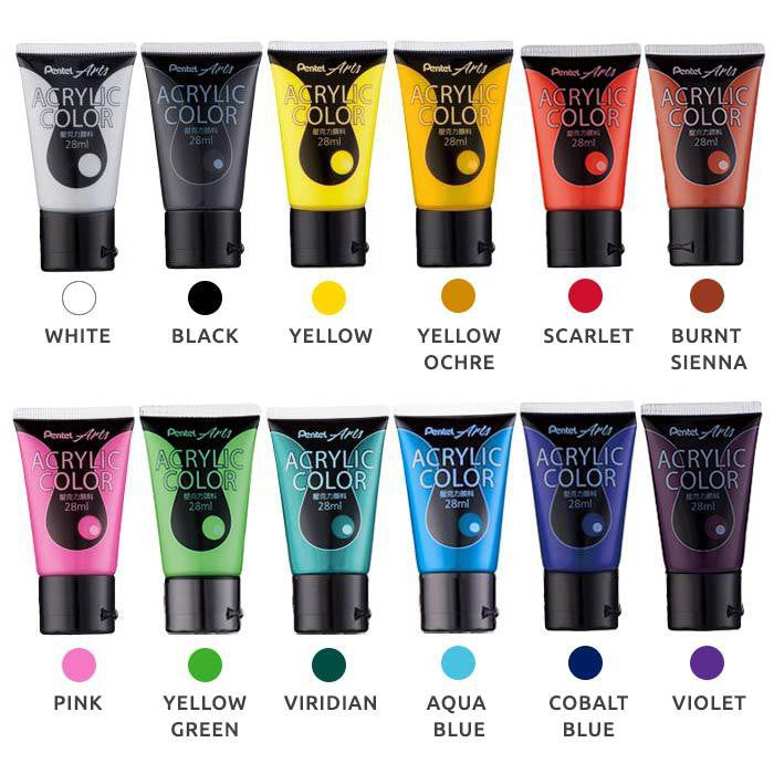 Pentel Acrylic Paint 12 Colours Set WA2-12E