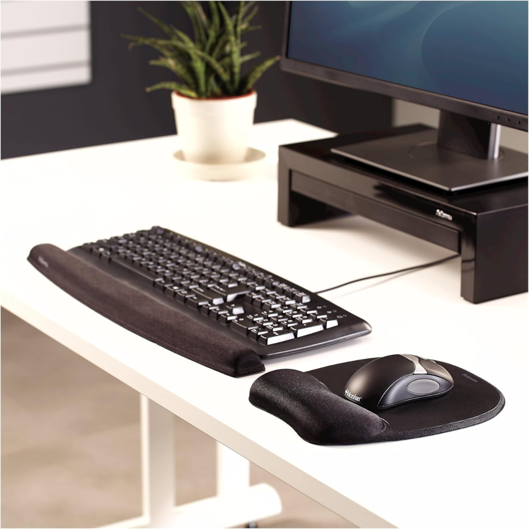 Fellowes Memory Foam Mouse Pad & Wrist Rest | Non-Skid | Optical-Friendly | Pressure Relief | Black