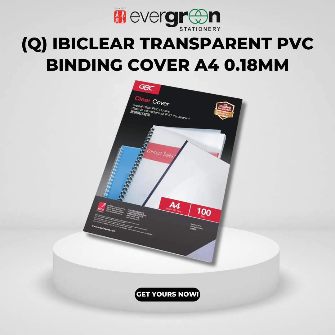 (Q) Ibiclear Transparent PVC Binding Cover A4 0.18mm Minimum Order Qty 100 Pcs