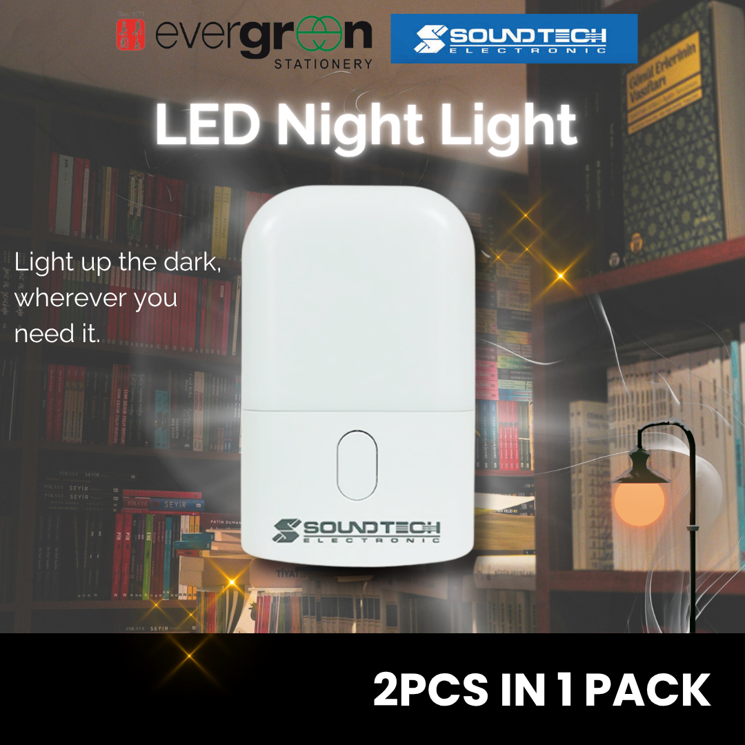 SOUNDTEOH NL-204 LED Night Light (2pcs) | Adjustable Brightness | 3 CCT Modes | Energy Saving | Flame Retardant ABS