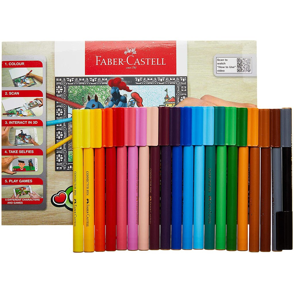 Faber-Castell PL155058 20-Pieces Connector Pen Colour to Life Set with AR Colouring Book