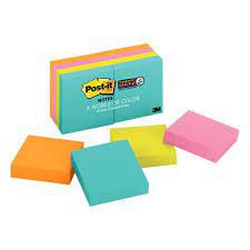 3M 622-8SSMIA Post-it® Super Sticky Notes, 2 in x 2 in, Miami Collection, 8 Pads/Pack, 90 SHEETS/PAD