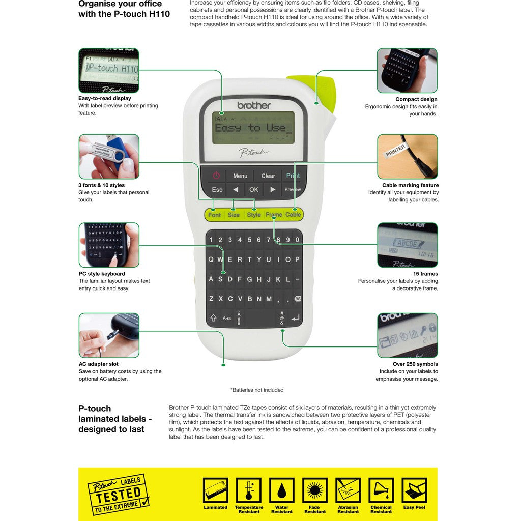 Brother PT-H110 Label Machine P-Touch H110Personal handheld labeller