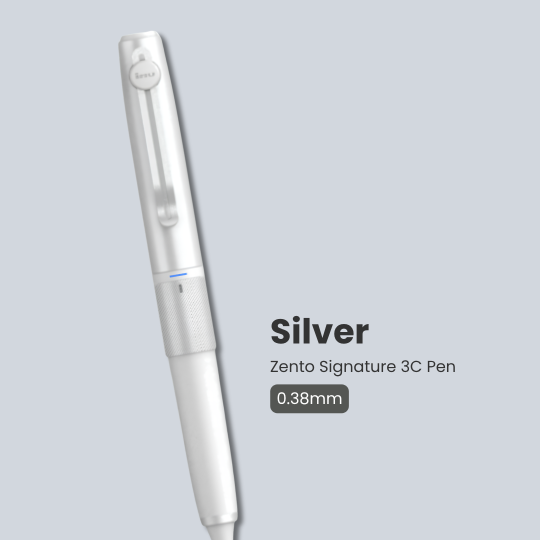 Uni Zento Signature 3C Pen | Silver, 0.38mm/ Black, 0.5mm | Black ink | Water-based pigment ink