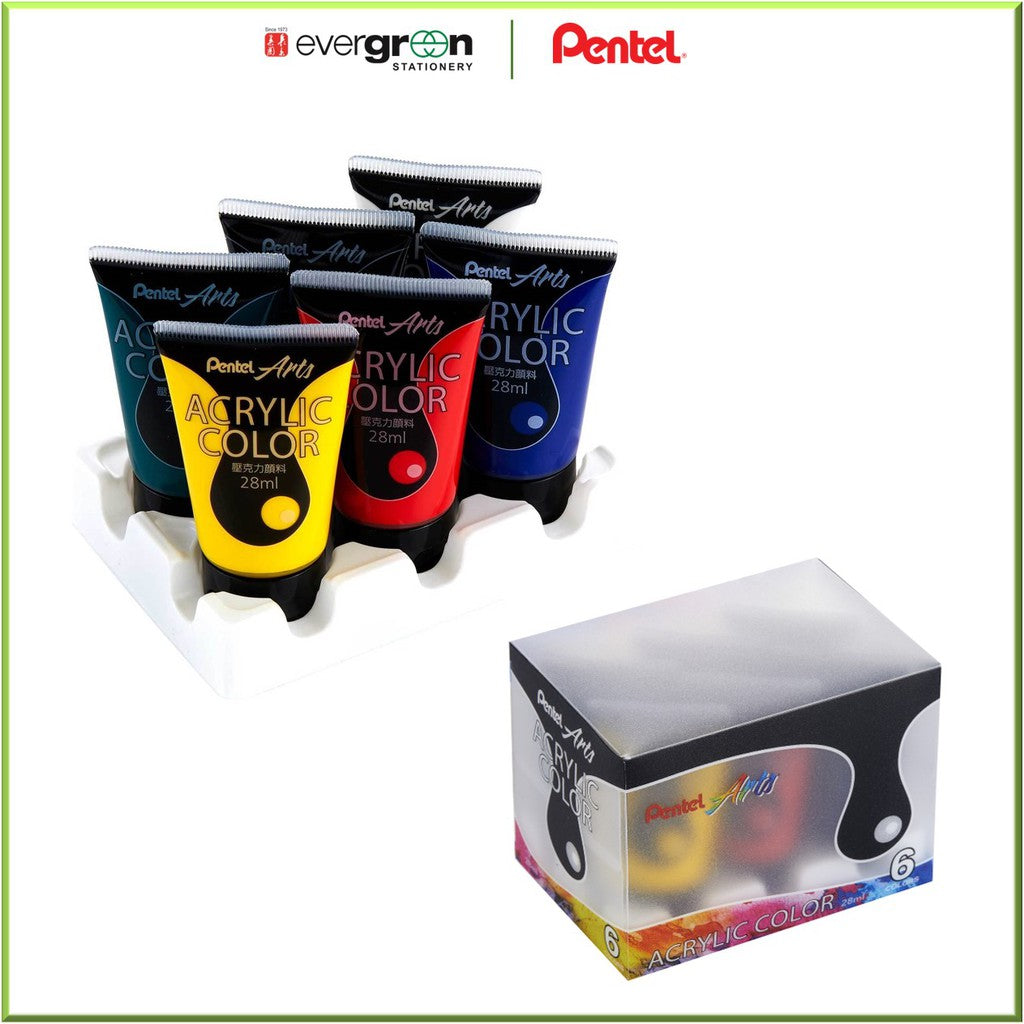 Pentel Acrylic Paint 6 Colours Set WA2-6E