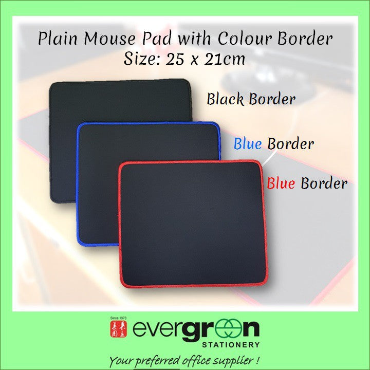 Plain Mouse Pad with Colour Border 25 x 21cm