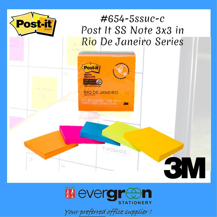 3M Post-it Super Sticky Notes A World of Color Cities Collection --- Rio de Janeiro/New York/Miami Collection 5 pads/pk