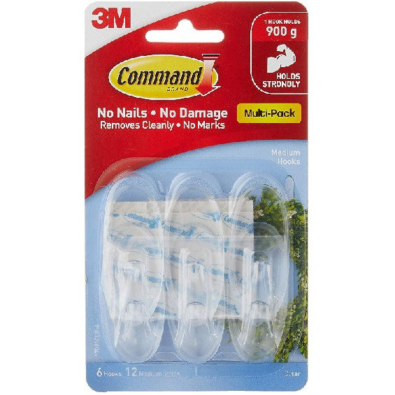 3M 17091CLR-VP Medium Clear Hooks with Clear Strips