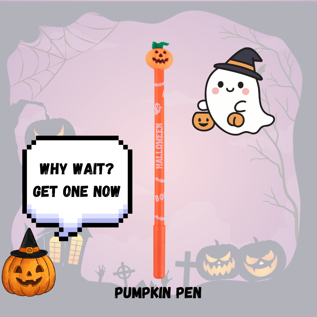 APLI Halloween Themed Blue Gel Ink Pen | Ghost, Skeleton & Pumpkin