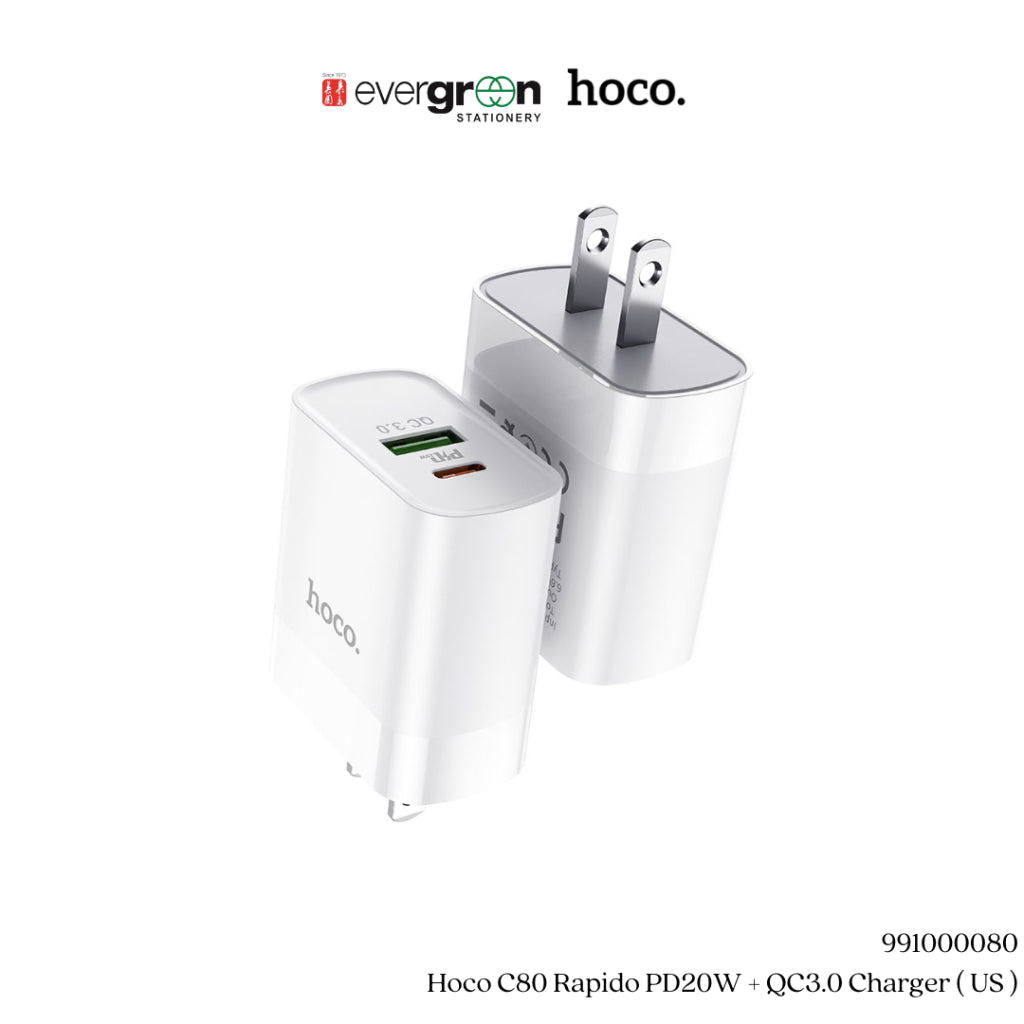 Hoco C80 Rapido PD20W + QC3.0 Charger ( US )