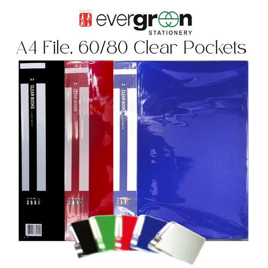 [SG] A4 File, 60/80 Clear Pockets [Evergreen Stationery]