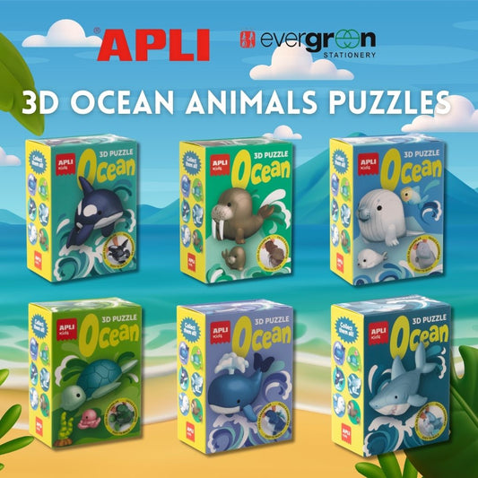 [SG] APLI 3D Ocean Animals Puzzles Collection [Evergreen Stationary]