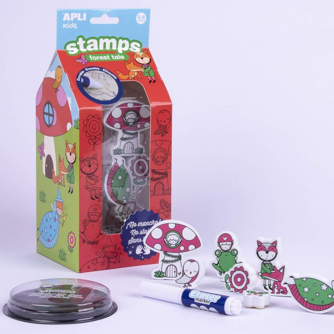 [SG] APLI Erasable Stamps – Magic Forest Kids (7 Pieces) [Evergreen Stationery]