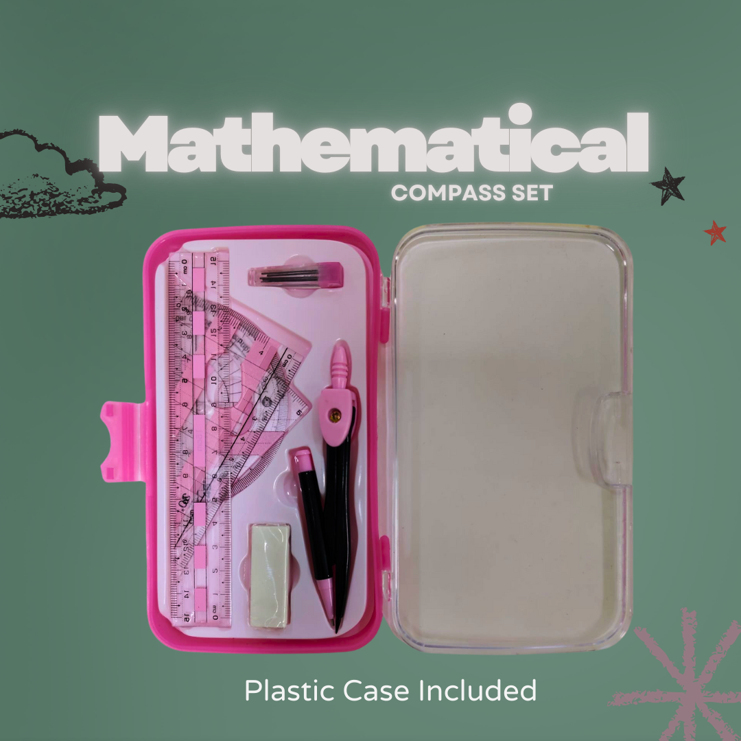 [SG] 7-Piece Mathematical Compass Set – 3 Colors (Green, Blue, Pink) [Evergreen Stationery]