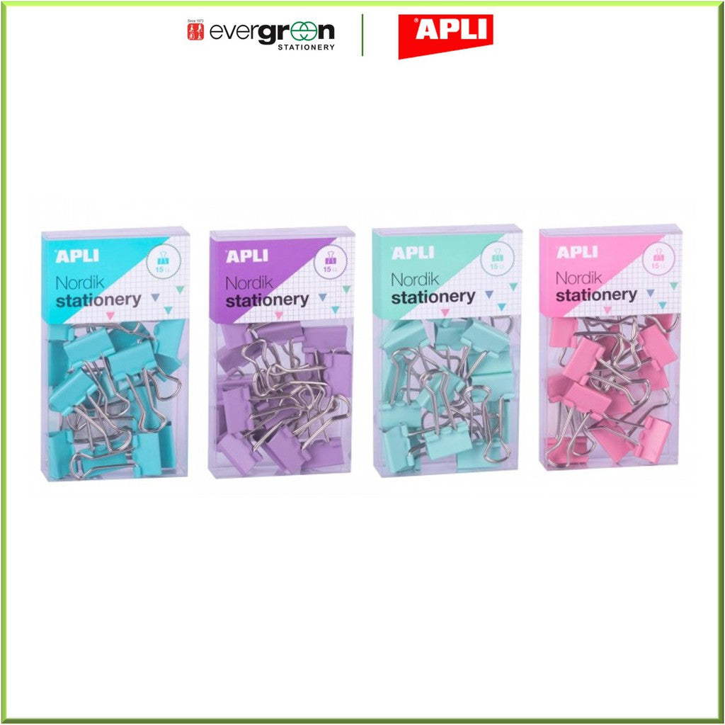 [SG] Apli Nordik Collection Pastel Binder Clips 19mm #18148 [Evergreen Stationery]