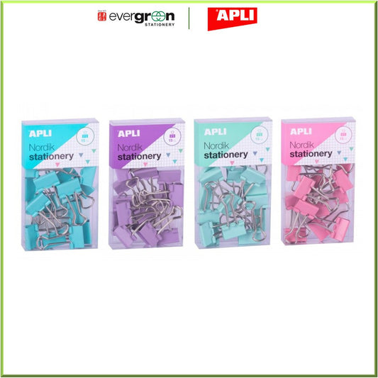 [SG] Apli Nordik Collection Pastel Binder Clips 19mm #18148 [Evergreen Stationery]