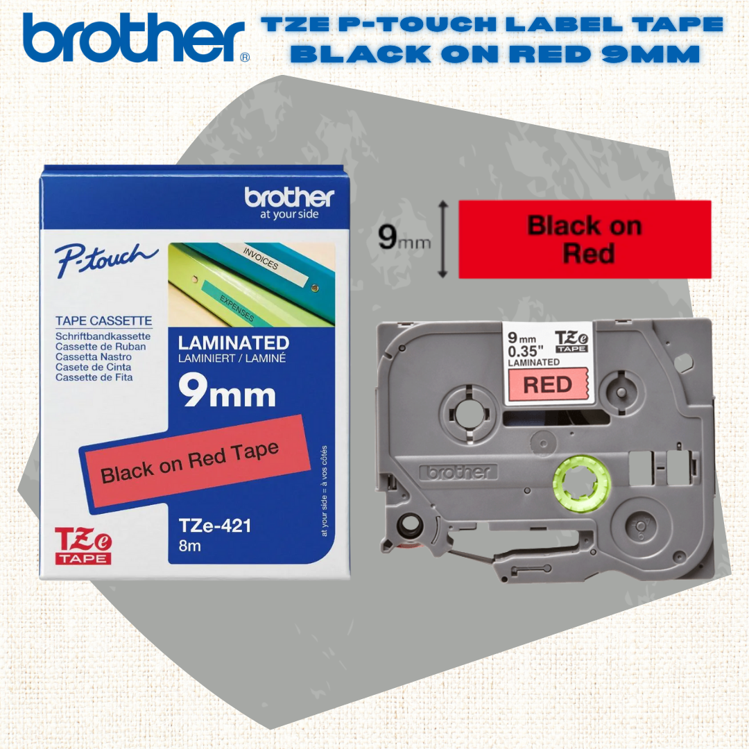 [SG] Brother TZE P-touch Label Tape – Black on Red [Evergreen Stationery]