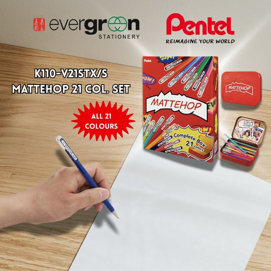 [SG] Pentel K110-V21STX/S MATTEHOP 21COLOR SET [Evergreen Stationary]