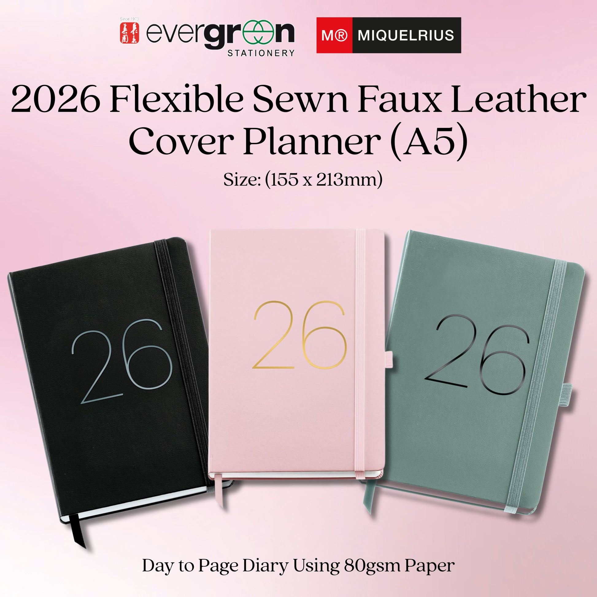 [SG]APLI 2026 A5 Day to Page Flexible Sewn Faux Leather Cover Diary | Chester Rig Series [Evergreen Stationery]