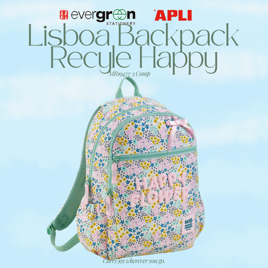 [SG] APLI Recycled Lisboa Backpack -- Happy Design | Lightweight & Spacious [Evergreen Stationery]