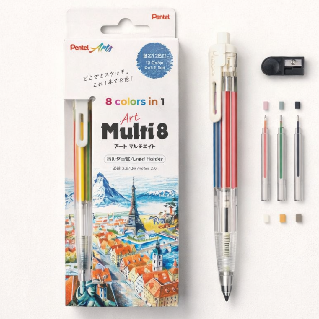 [SG] Pentel Multi 8 M Pencil 8 Colors Set [Evergreen Stationery]