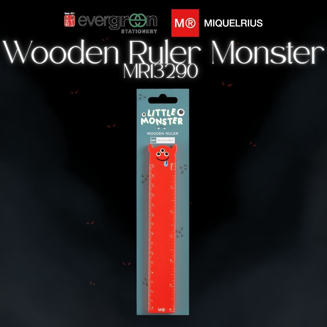 [SG] Apli Wooden Ruler Monster [Evergreen Stationery]