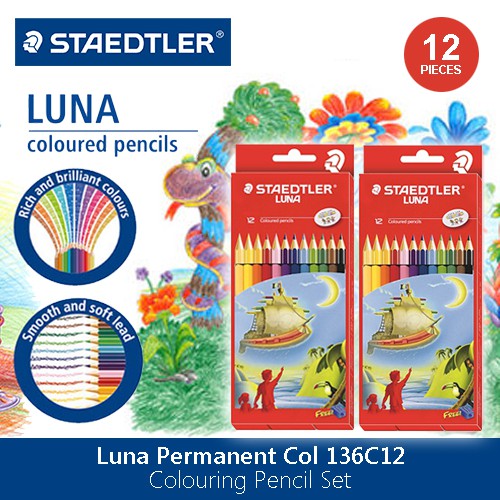 Staedtler Luna Permanent Colour  Pencil Full Length 12 colors