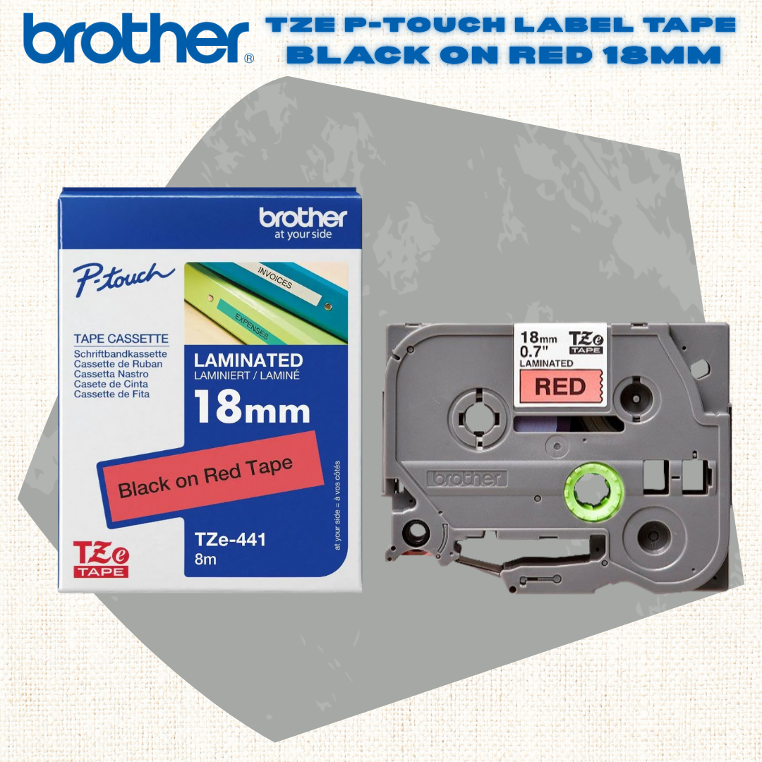 [SG] Brother TZE P-touch Label Tape – Black on Red [Evergreen Stationery]