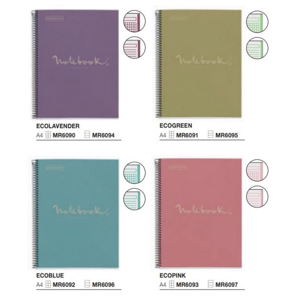 [SG] ECO MIQUELRIUS 6090 Emotions Notebook A4 (SQUARED & LINED, 80 sheets) [Evergreen Stationery]