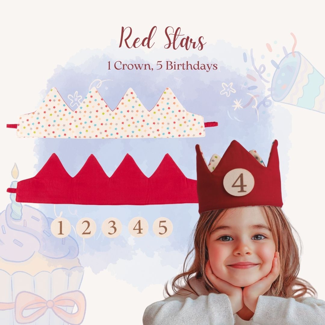 [SG] APLI Kids Adjustable Fabric Birthday Crown | First 5 Birthdays [Evergreen Stationery]