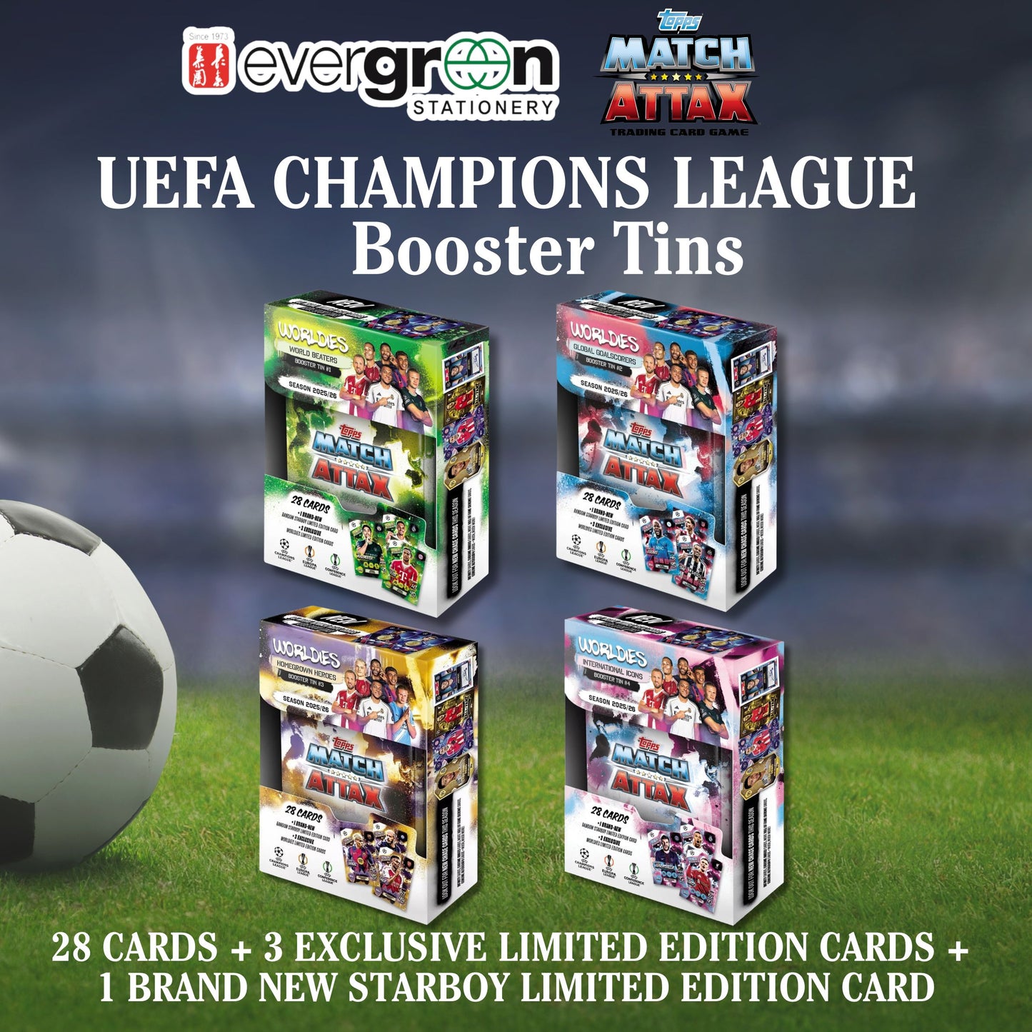 [SG] Topps Match Attax UEFA Champions League Booster Tins | 32 Cards [Evergreen Stationery]