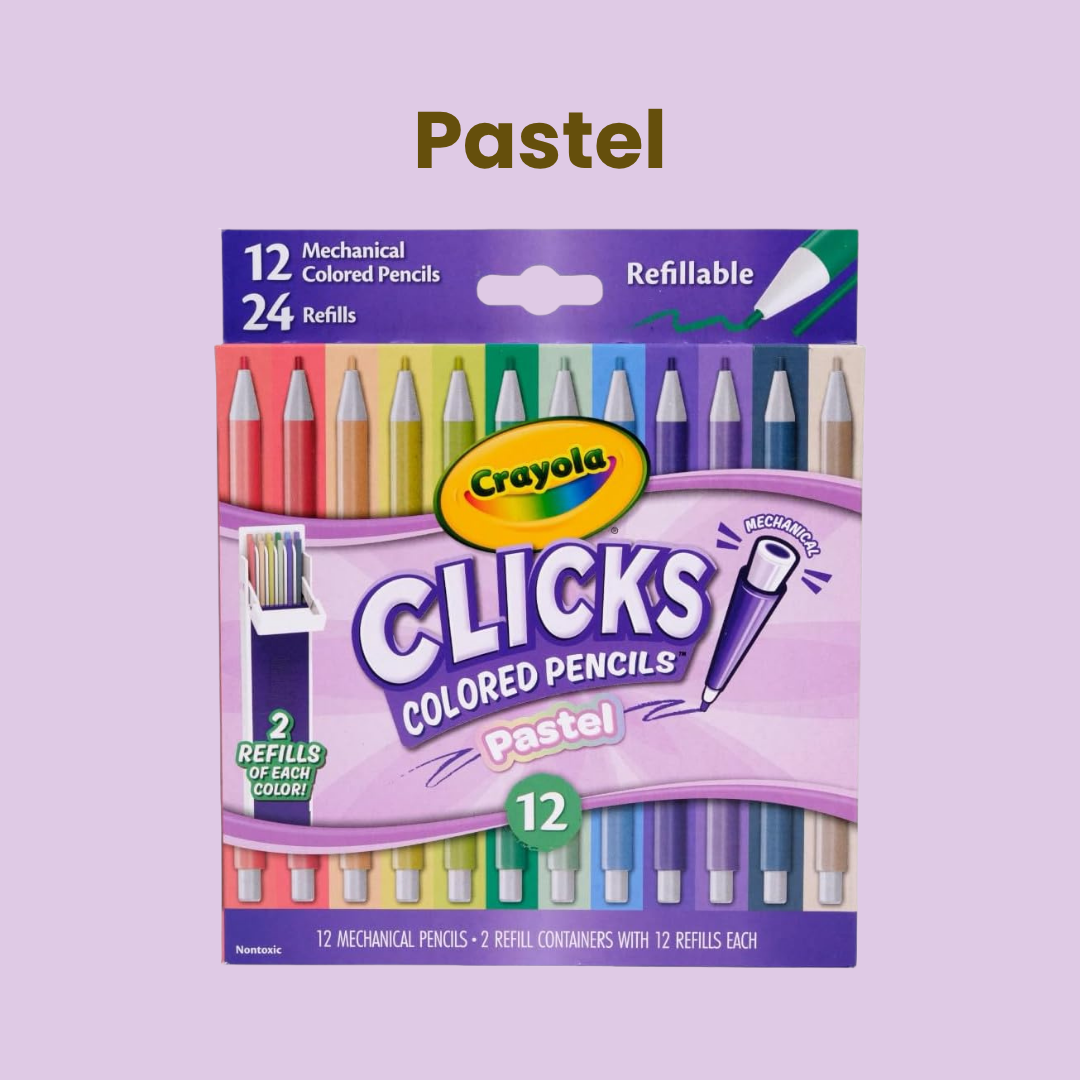 Crayola Clicks Colored Pencils 2.0mm lead | Classics | Neon | Pastels | Colored lead refills included |