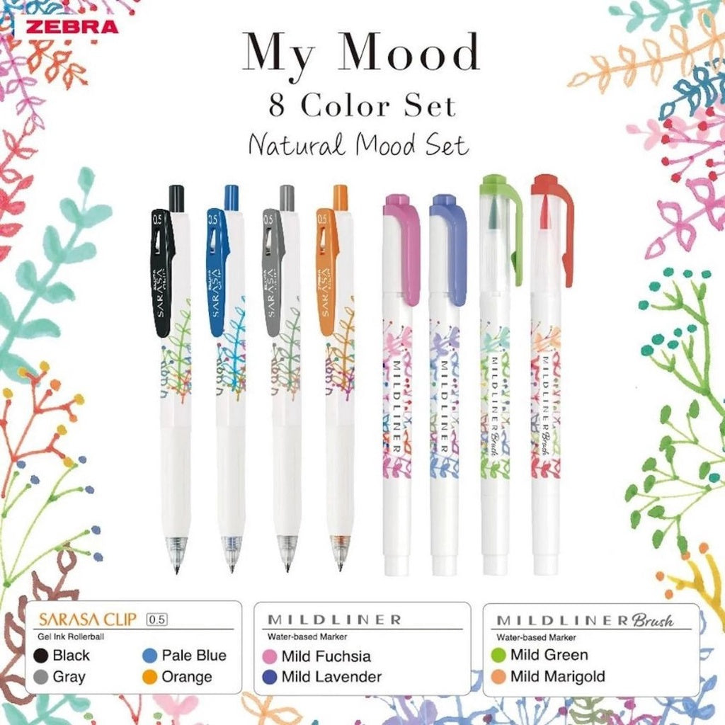 [SG] [LIMITED EDITION] ZEBRA My Mood Bright Mood / Natural Mood / Retro Mood 8C Set [Evergreen Stationery]