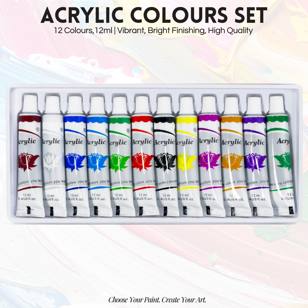 [SG] 12 Colours Artist Paint Set 12ml | Water, Acrylic & Oil Paints [Evergreen Stationery]