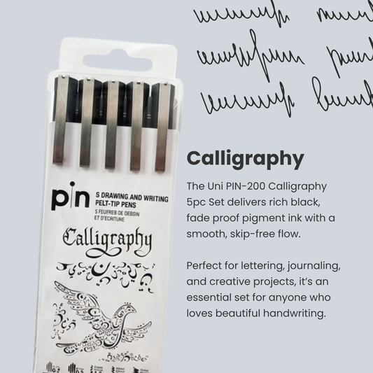 Uni PIN-200 5PC Set | Calligraphy/ Lettering/ Manga Shonen/ Sketching | Journaling | Calligraphy | Manga artists