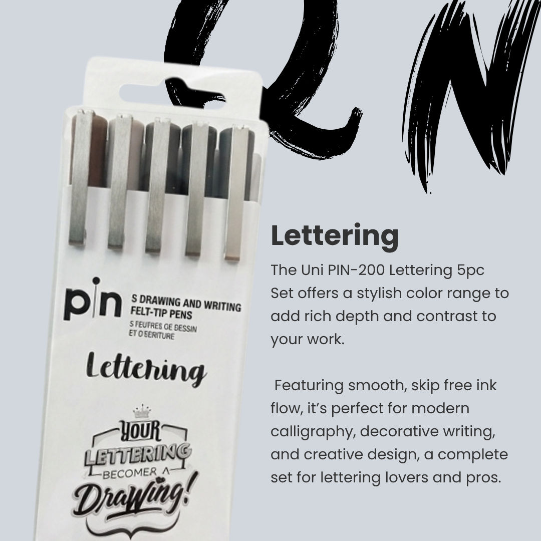 Uni PIN-200 5PC Set | Calligraphy/ Lettering/ Manga Shonen/ Sketching | Journaling | Calligraphy | Manga artists