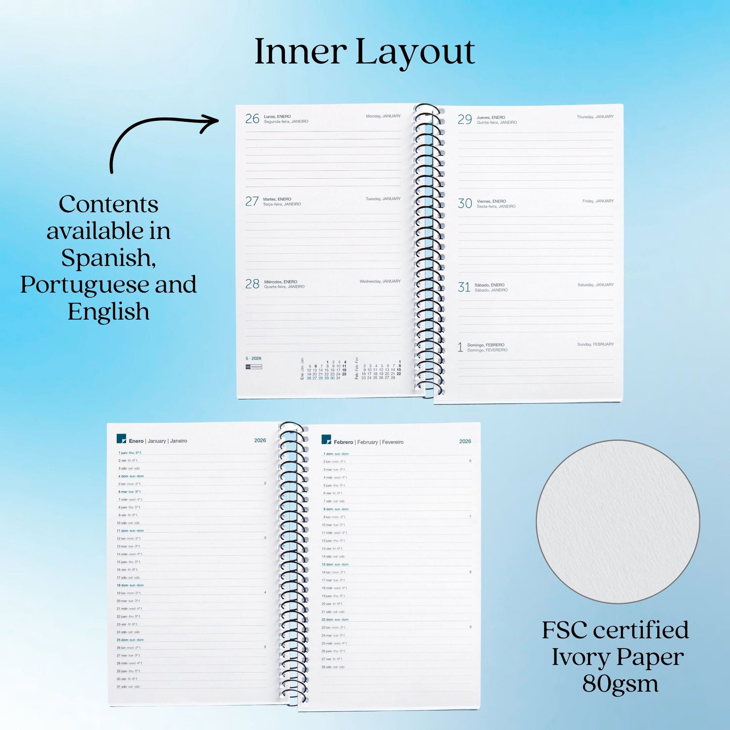 [SG] APLI MIQUELRIUS 2026 A6+ Daily Hardcover Spiral Bound Planner [Evergreen Stationery]