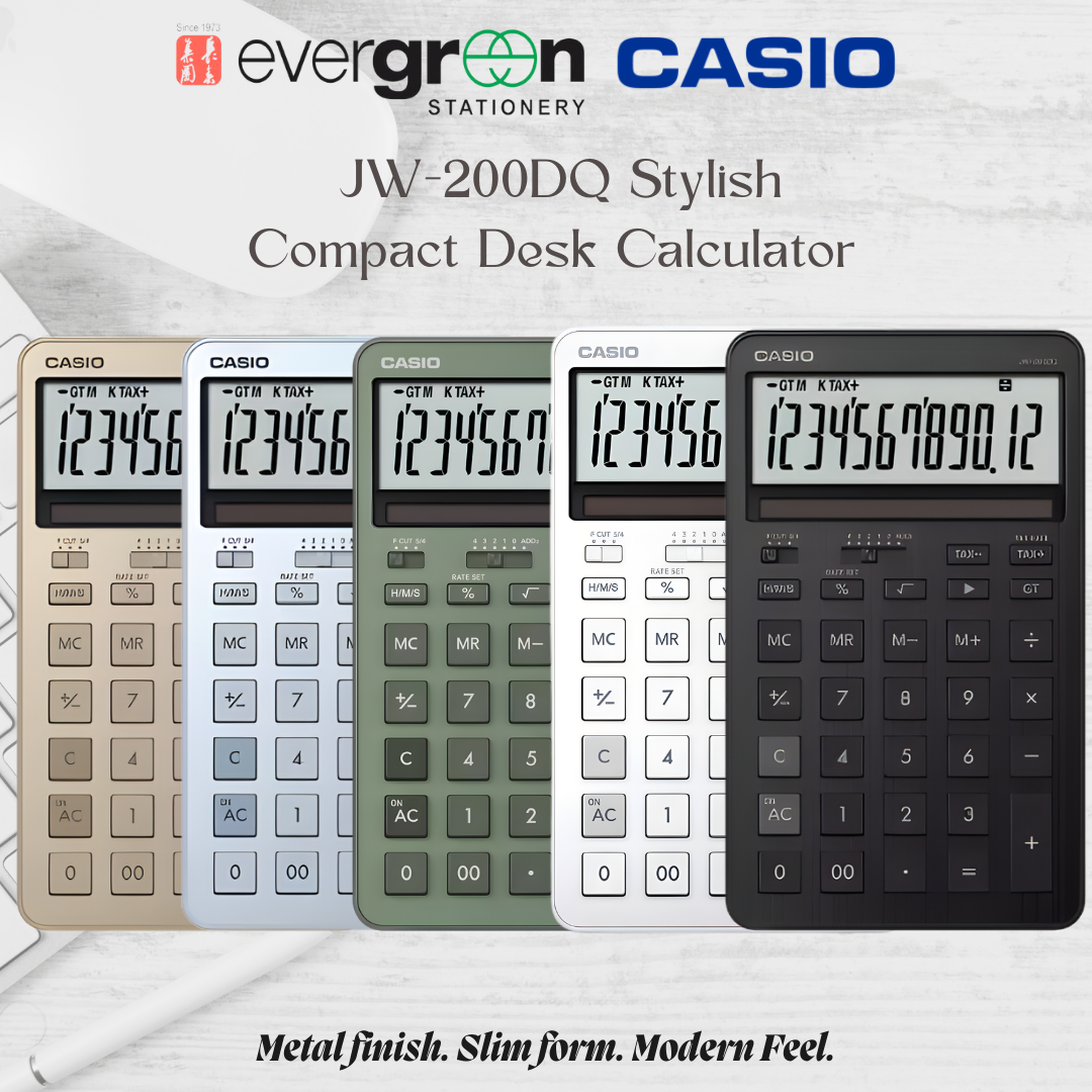 [SG] Casio JW-200DQ Stylish Compact Desk Calculator [Evergreen Stationery]